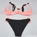 Xturfuo Two-Piece Swimsuit Women's Backless Low Waist Color Matching Shirt + Thong Bikini Pink B07M64DW1Y